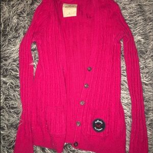 Large Hollister Cardigan Hot Pink
